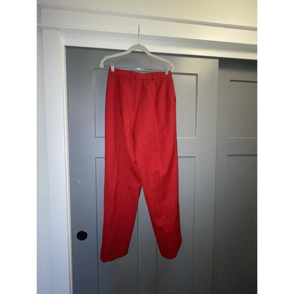 LAUREN RALPH LAUREN Women's Red Pleated Casual Cuffed Pure Wool Ankle Pant 8 - Picture 3 of 8